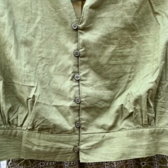 SOLD Anthropologie Luna Moon Eyelet Embroidered Floral Green 2 Piece Pants Top L - Picture 9 of 15